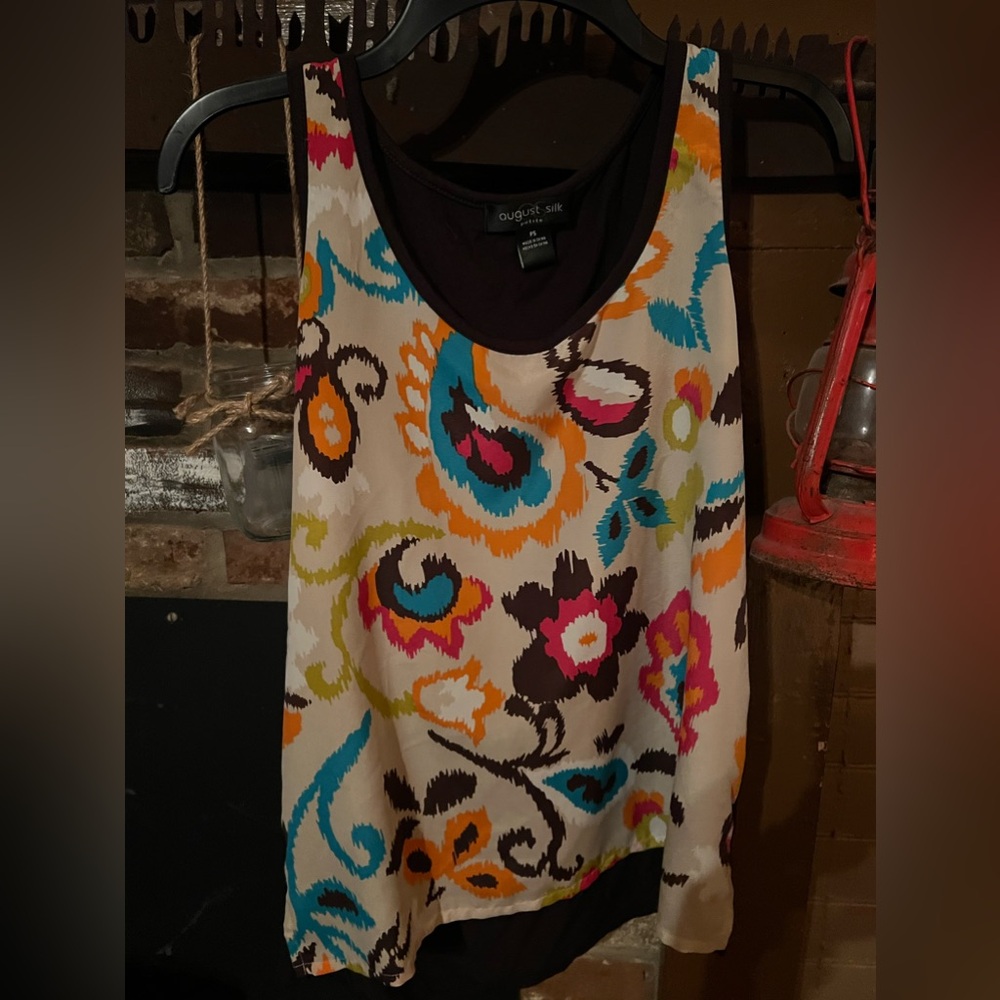 Bohemian style tank with vibrant floral design
